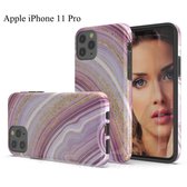 Apple iPhone 11 Pro Marmor Design Back Cover Hoesje - Roze & Goud