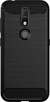 Shop4 - Geschikt voor Nokia 3.2 Hoesje - Zachte Back Case Brushed Carbon Zwart