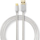 Nedis USB-Kabel | USB 2.0 | USB-A Male | USB-C™ Male | 480 Mbps | Verguld | 1.00 m | Rond | Gebreid / Nylon | Aluminium | Cover Window Box