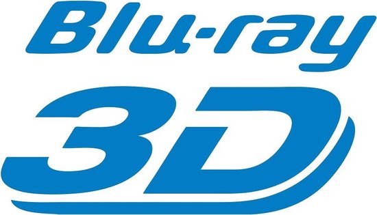 Blauw 'Blu-ray 3D' logo.