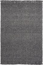 Handgeweven laagpolig vloerkleed Eskil - Wol - Antraciet - 140x200 cm