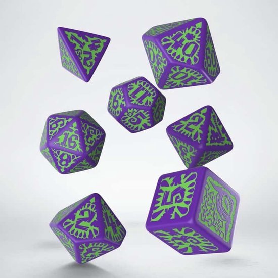 Afbeelding van het spel Pathfinder Polydice Dice Set Goblin Purple Green