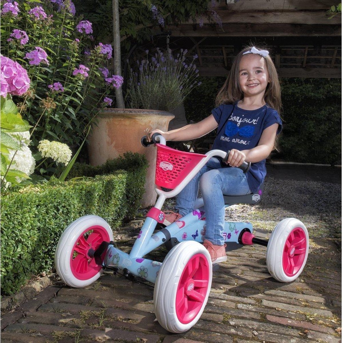 BERG Buzzy Bloom Skelter - 2+ jaar - Verstelbare Stoel - Veilige en Stabiele Wegligging - Anti-lek EVA banden - Wit/Lichtblauw/Roze — afbeelding 8