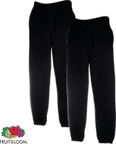 2-Pack Fruit of the Loom Heren Joggingbroek - Zwart - Maat M