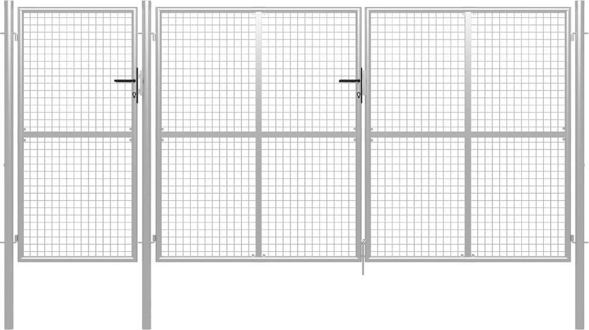 vidaXL - Tuinpoort - staal - 400x150 - cm - zilver