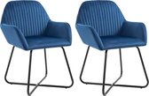 vidaXL Eetkamerstoelen 2 st fluweel blauw