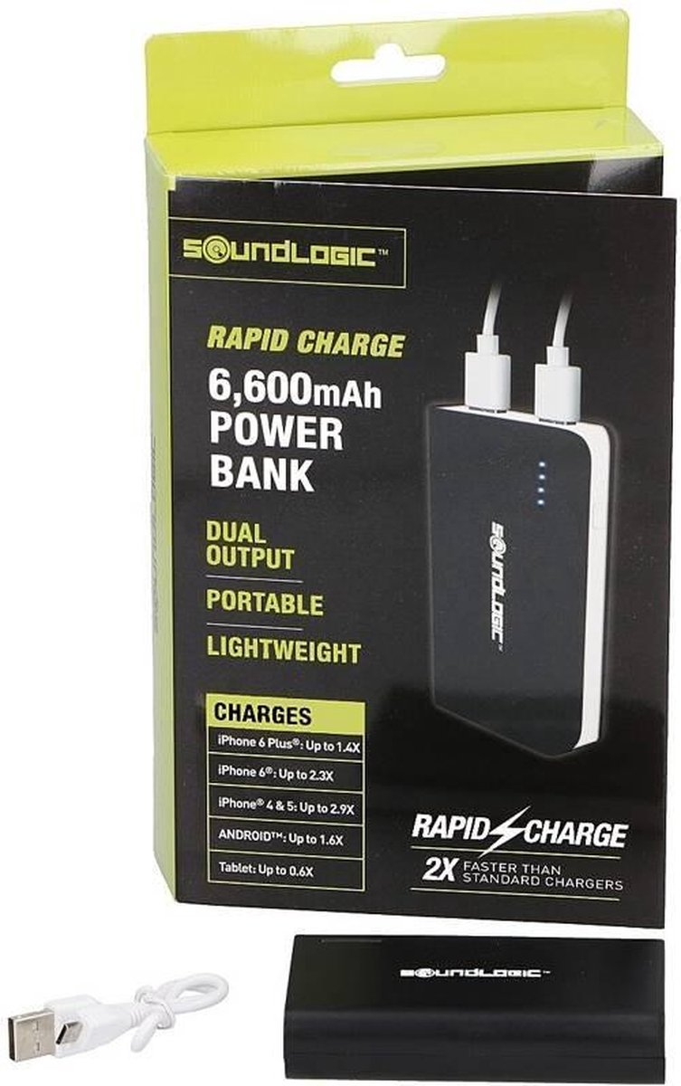 Soundlogic Powerbank - 6600mAh - Rapid charge