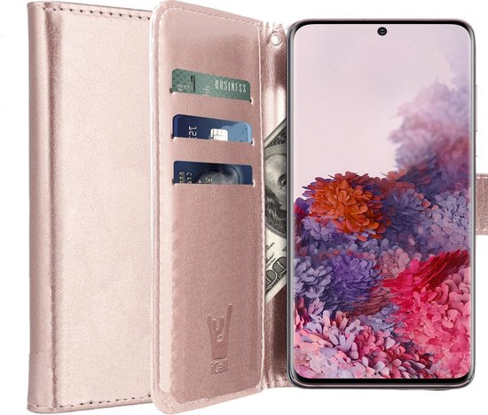Samsung S20 Hoesje - Samsung Galaxy S20 Hoesje Book Case Leer Wallet -  Roségoud | bol