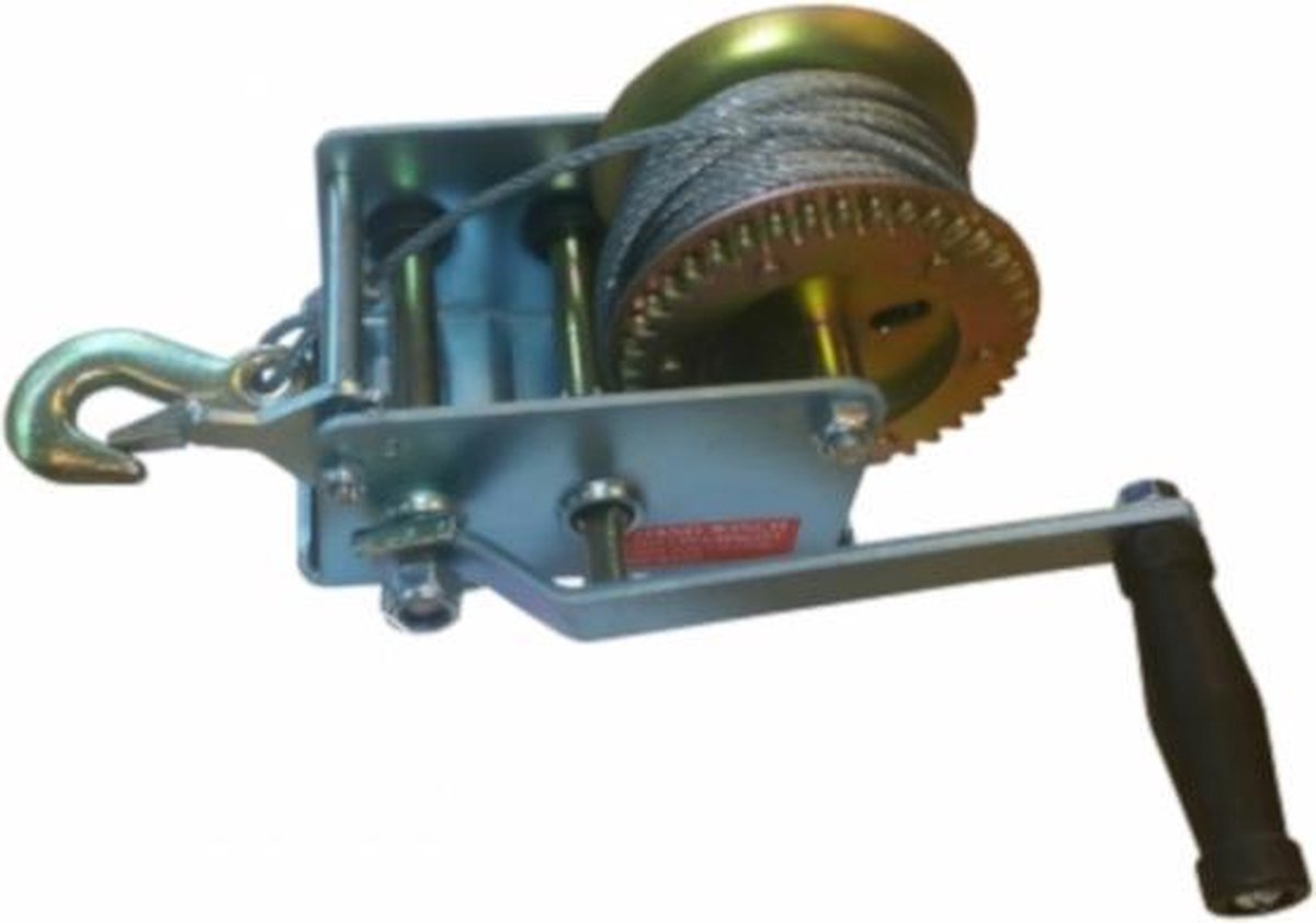 Q-Parts Handlier 900kg Dubbele Aandrijving Kabel Ø 5mm x 15mtr met haak, voet 139mm x 120mm