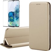 Samsung S20 Plus Hoesje en Samsung S20 Plus Screenprotector - Samsung Galaxy S20 Plus Hoesje Book Case Wallet + Screenprotector Full - Goud