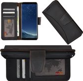 Samsung Galaxy S8 hoesje - Bookcase - Portemonnee Hoes Echt leer Moon Wallet case Antiek Donker Bruin