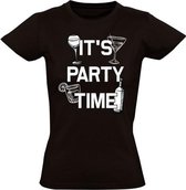 It's party time dames t-shirt zwart | feest | funny | cadeau | maat L