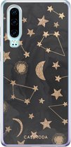 Huawei P30 hoesje siliconen - Counting the stars | Huawei P30 case | zwart | TPU backcover transparant