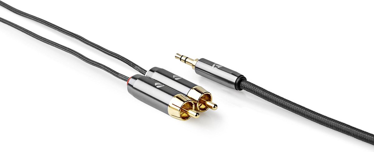 Stereo-Audiokabel | 3,5 mm Male - 2x RCA Male | Gun Metal Grey | Gevlochten kabel