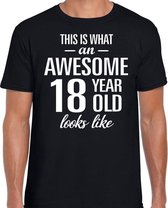 Awesome 18 year / 18 jaar cadeau t-shirt zwart heren S