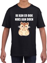 Ik kan er ook niks aan doen hamsteren t-shirt zwart voor kindere L (146-152)