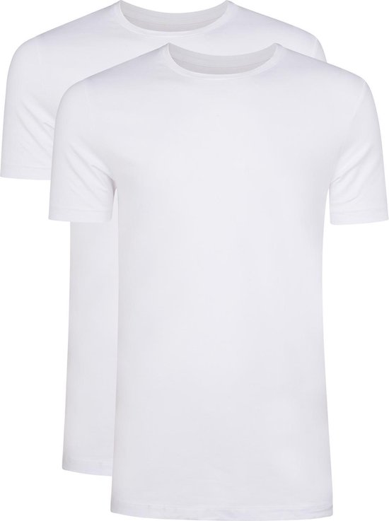 WE Fashion Heren tall fit T-shirt van biologisch katoen, 2-pack