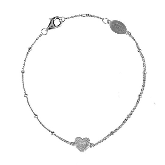 Lauren Sterk Amsterdam - armband hartje - 925 zilver gerhodineerd - extra coating - valentijn - liefde