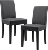 Eetkamerstoel - Set van 2 stoelen - Kleur donker grijs & zwart - Afmeting (BxDxH) 37~42 x 48 x 90 cm