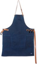 Dutchdeluxes - Canvas BBQ Schort met Lederen Banden - Donker Blauw