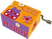 Muziekdoosje verjaardag bloem en cadeau melodie Happy Birthday