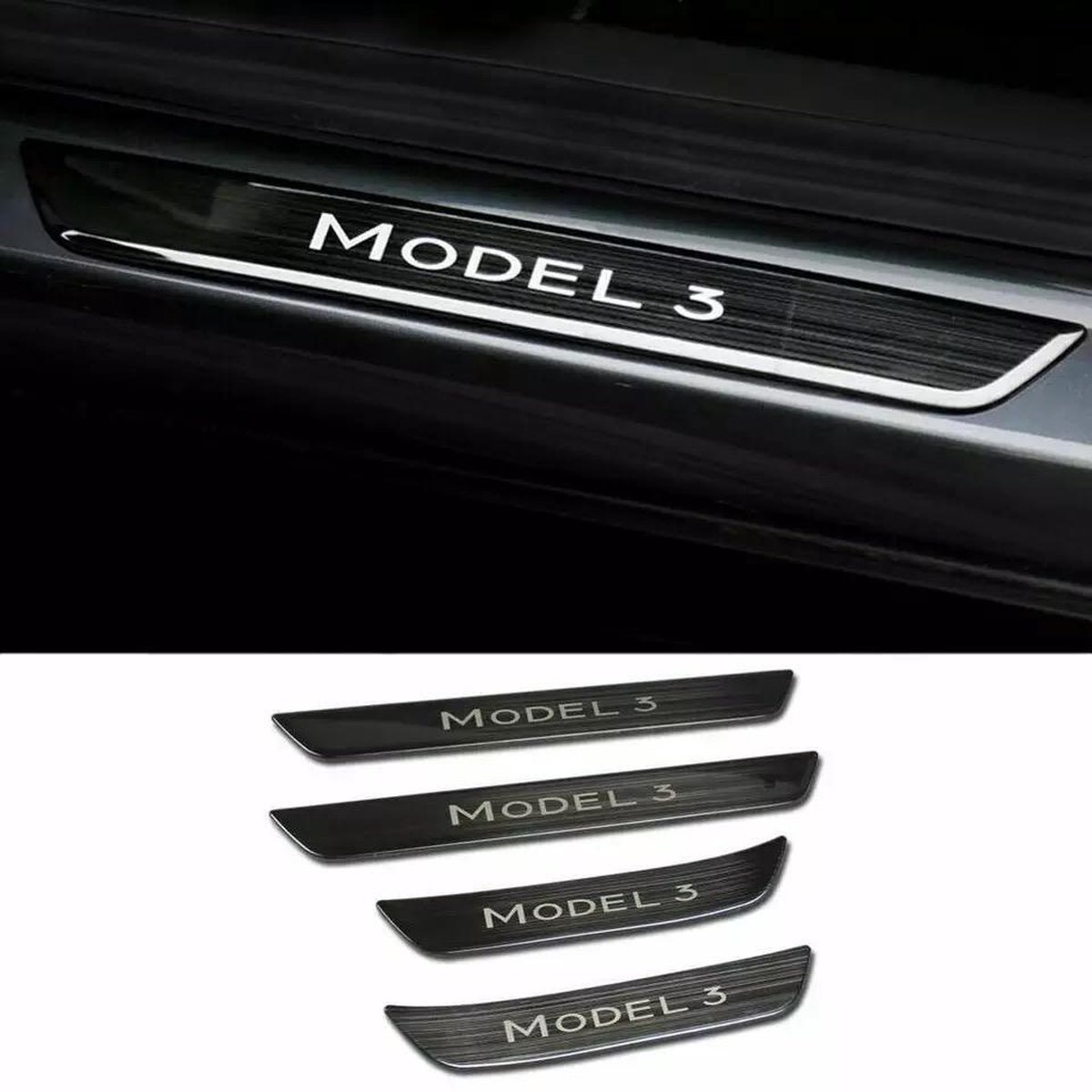 Tesla Model 3 Instaplijsten Cover Set Zwart Antikras Auto Accessoires Styling Nederland en België