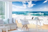 Fotobehang Vlies | Strand | Blauw, Wit | 368x254cm (bxh)