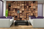 Wood Blocks Texture Brown Photo Wallcovering