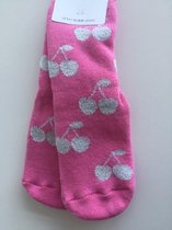 Anti slip kinder sokken - Maat 25/26 - rose /zilveren kersen