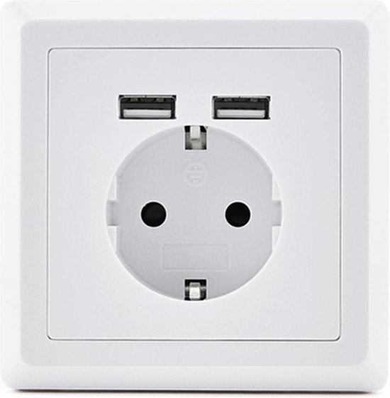 Homra Dakko USB Stopcontact Wit - Inbouw Wandcontactdoos - Glanzend  Kunststof - Witte... | bol.com