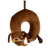 Puckator - Nekkussen met Slaapmasker - Memory Foam - Travel Pillow Reiskussen - Neksteun voor Reis Vliegtuig/Auto/Bus - U-Vorm Nekkussen - Hond- Tekkel - 30 x 30 cm