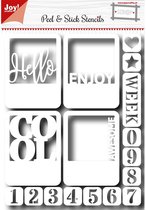 Joy!Crafts-Noor!Design: Joy!Crafts peel & stick stencils "hello" en nummers (6013/2001)