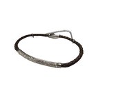 Silventi 980101959 Lederen armband met metalen - zirkonia - Zwart - gevlochten - zilverkleurig