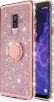 Samsung Galaxy S9 Plus Magnetische Back cover - Roze - Glitter - Soft TPU