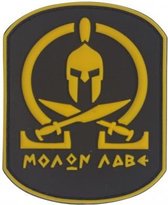 Molon Labe bruine PVC patch embleem met klittenband