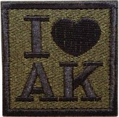 I ♥ AK Geborduurde patch embleem met klittenband