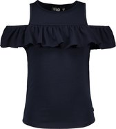 Like FLO Meisjes open schouder ruffle top - donker blauw - Maat 104