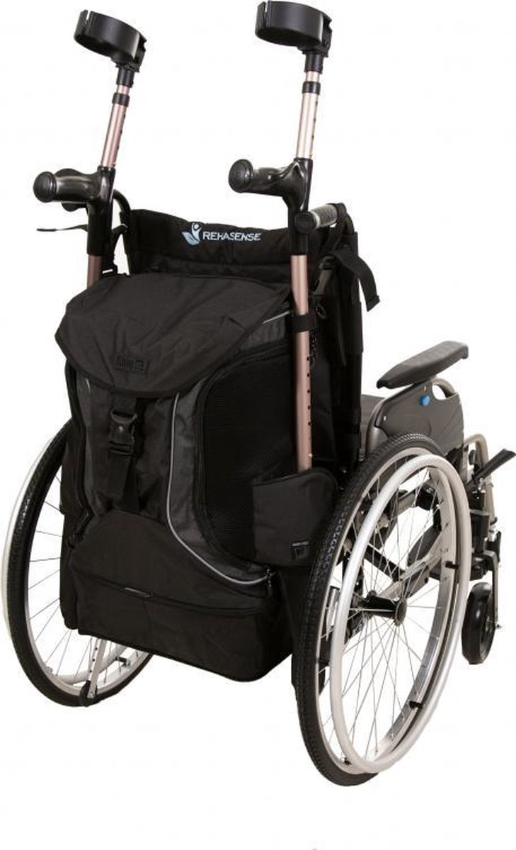 Goedkoopste Torba Go Rolstoel & Scootmobieltas - GO De Luxe - Groot - Zwart met Grijze streep