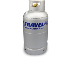 Aluminium LPG gasfles 27 Ltr. hervulbaar aan LPG tankstation