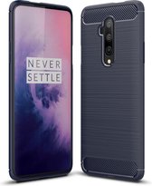 Armor Brushed TPU Back Cover - OnePlus 7T Pro Hoesje - Blauw