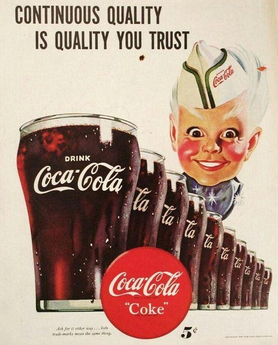 Coca-Cola Coca Cola Continuous Quality Is Quality You Trust Metal card Wandbord 20 x15 cm