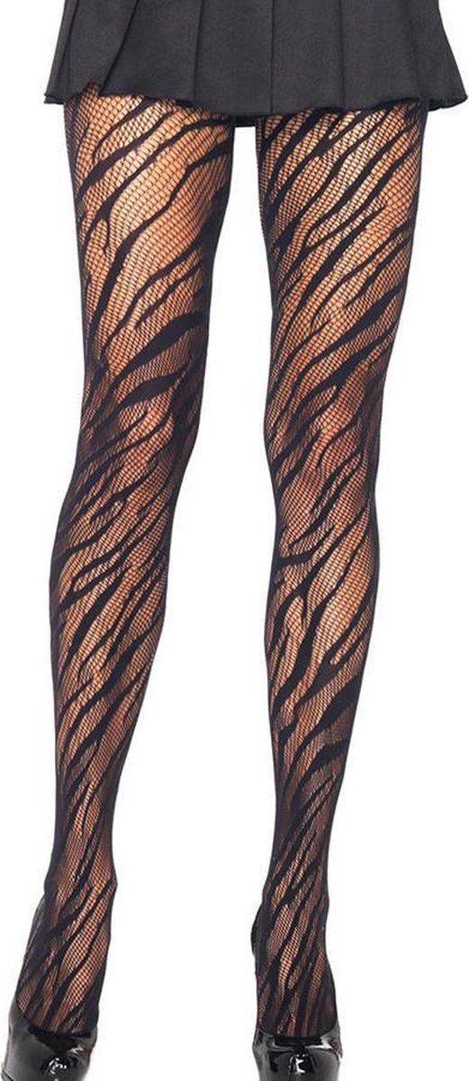 Goedkoopste Zwarte Luxe Panty met tijgerachtige strepen - Zehra