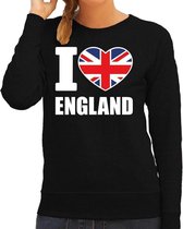 I love England supporter sweater / trui voor dames - zwart - Engeland landen truien - Engelse fan kleding dames XXL