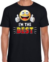 Funny emoticon t-shirt i am the best zwart voor heren S