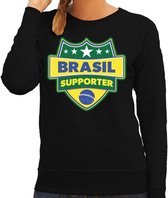 Brazilie / Brasil schild supporter sweater zwart voor dames 2XL