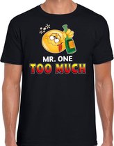 Funny emoticon t-shirt Mr. one too much zwart voor heren 2XL