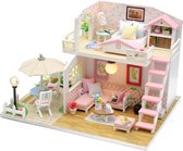 DIY Roze poppenhuis met LED - Dollhouse - Miniatuur hobby bouwpakket