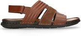 No Stress - Heren - Cognac leren sandalen - Maat 43