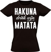 Hakuna; drink wijn dames t-shirt | grappig| cadeautip | verjaardag | maat XXL