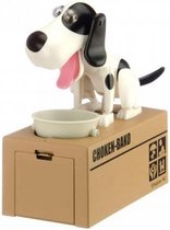 Stelende hond spaarpot - Zwart/wit